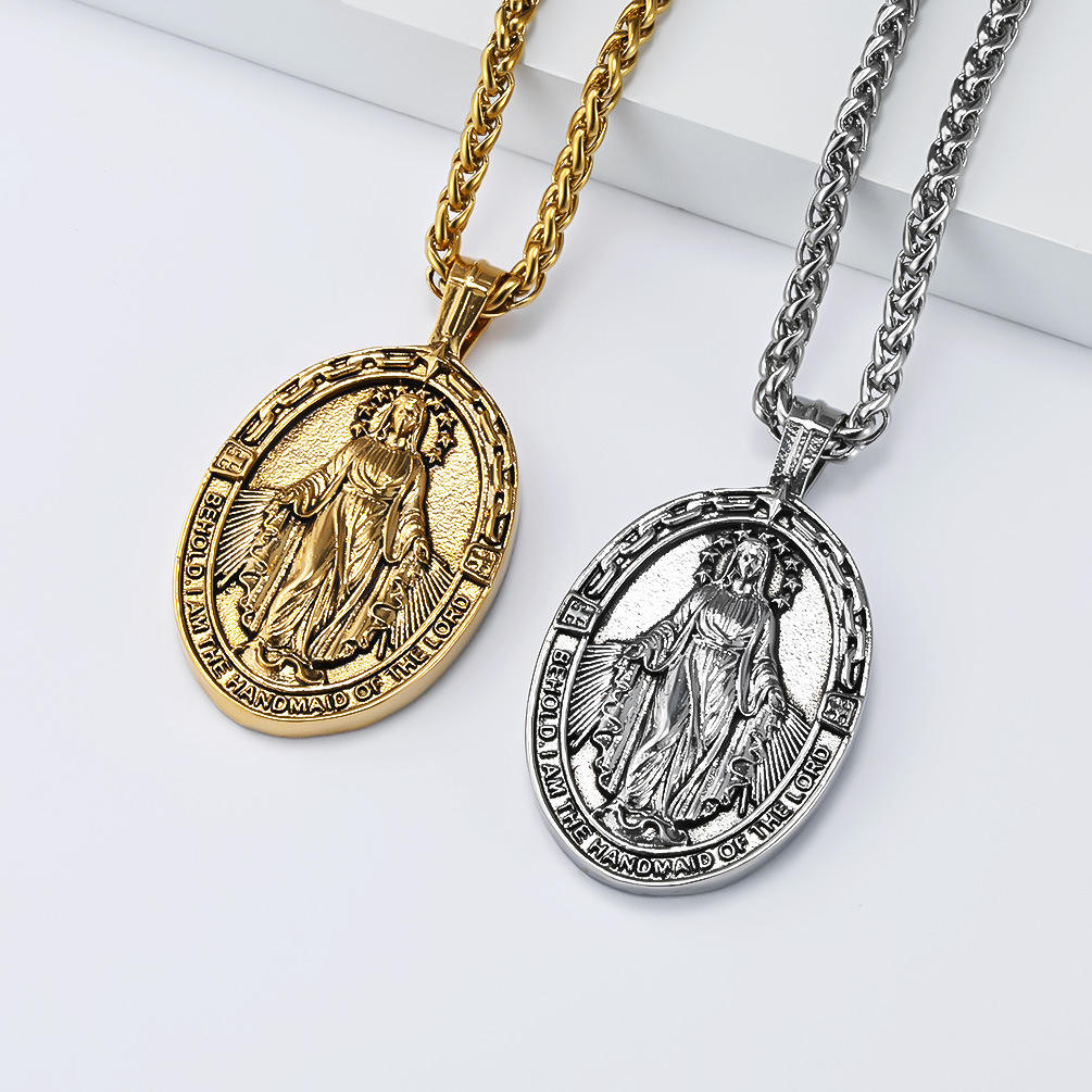 Virgin Mary Medal Religious Catholic Christian Stainless