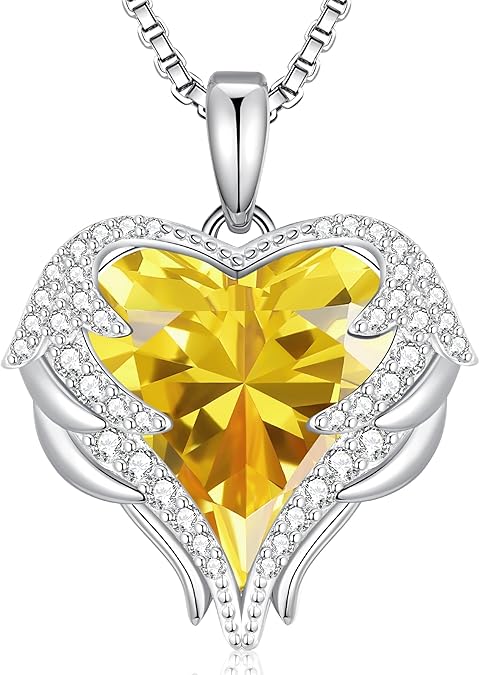 Birthstone Angel Wings Necklace